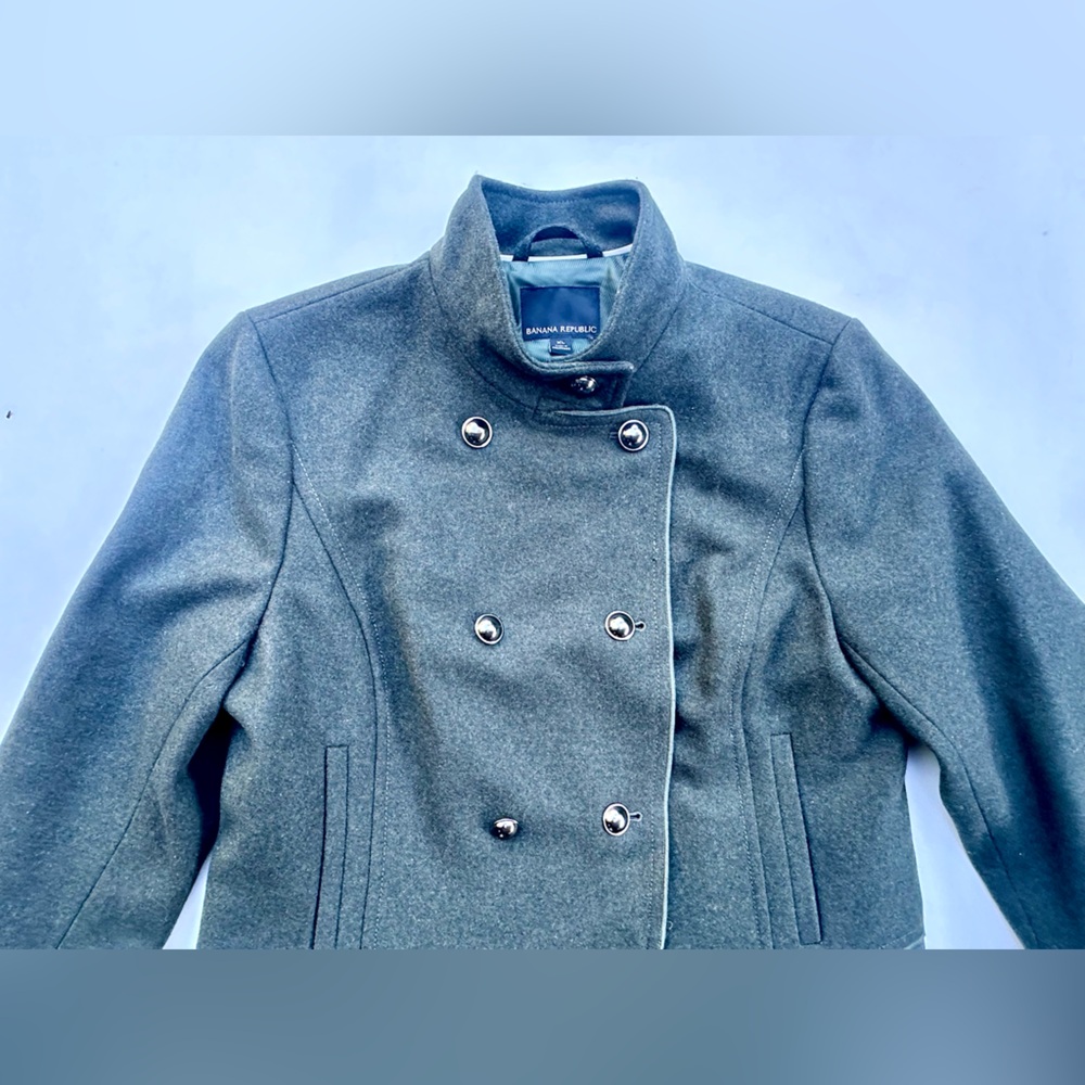 Banana Republic Mario Bellucci Military jacket Olive Double-Breasted Peplum, XL - Picture 6 of 16